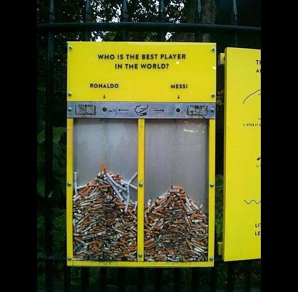 1. Yere sigara izmariti atılmasını önlemek için, İngiltere'de yaratıcı ve eğlenceli bir çözüm bulunmuş.
