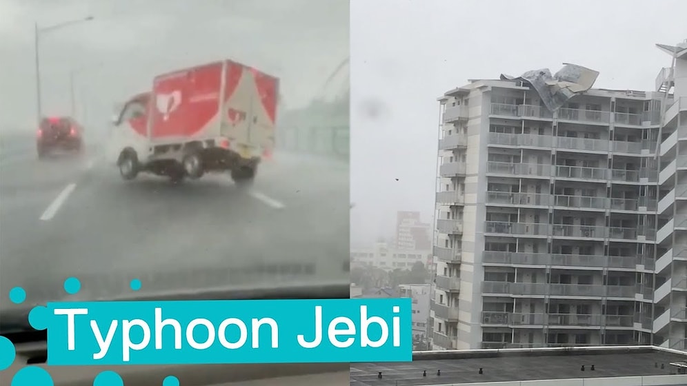 Кадры смертоносного тайфуна "Джеби" в Японии, который стал самым мощным за 25 лет