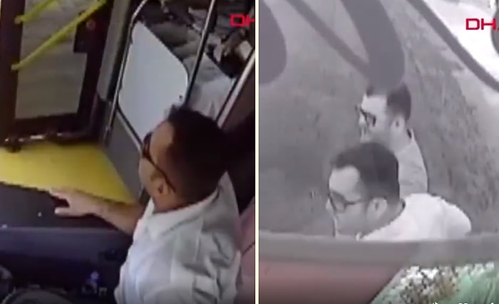 Yolun Karşısına Geçmeye Çalışan Görme Engellinin Yardımına Koşan Otobüs Şoförü