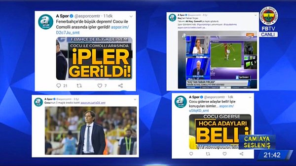 A Spor temsilcisi, Ali Koç'un basın toplantısına alınmadı. Gelen soru üzerine Ali Koç yapılan haber başlıklarını gösterdi.