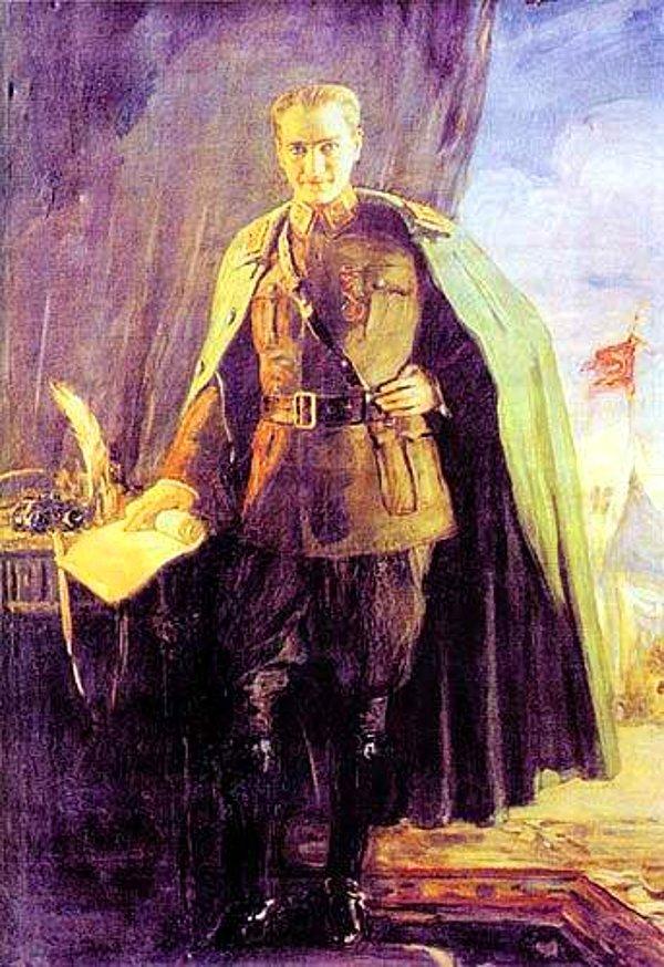 Mihri Hanım, Kurtuluş Savaşı'nın ardından 1922 yılında Mustafa Kemal'in 3 metrelik bir portresini yaptı ve Çankaya Köşkü'ne götürerek kendisine sundu.