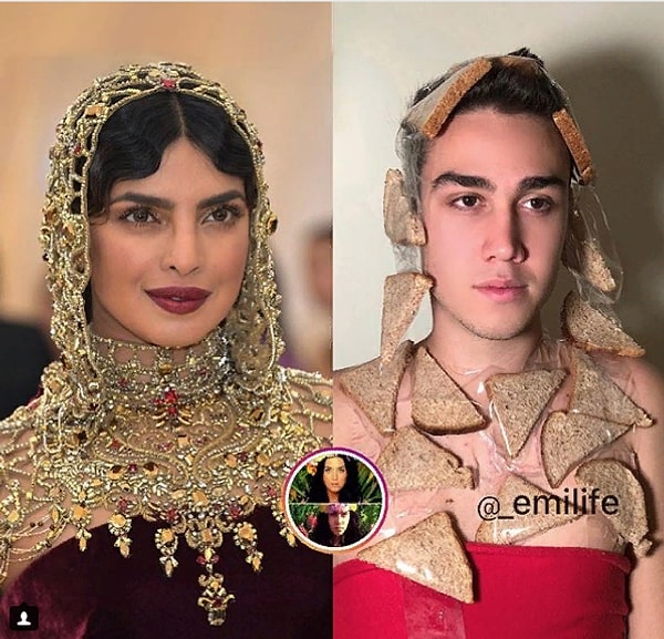 4. Также инстаграмер отлично повеселился, воссоздавая наряды гостей с Met Gala, включая Приянку Чопру, Рианну, Мадонну и Зендаю.