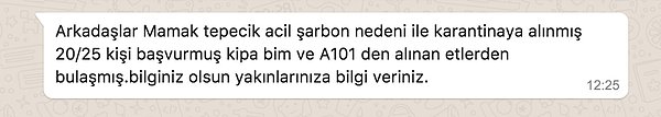 Benzer bir iddia da, Ankara Mamak Tepecik Acil'in şarbon nedeniyle karantinaya alındığıydı.