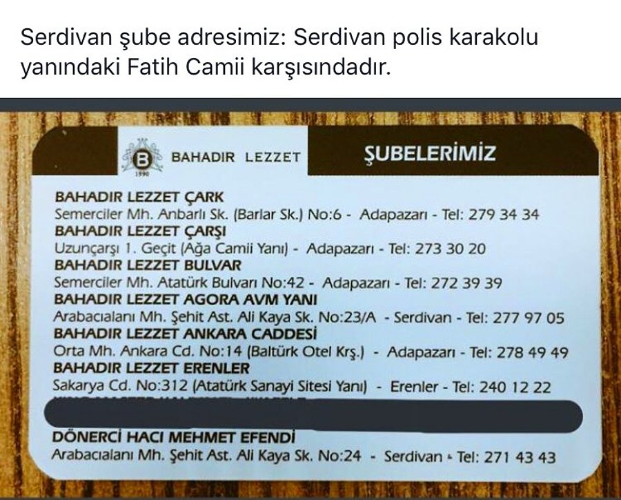 Bahadir Lezzet Bulvar Subesi Adapazari Sakarya Menu Fiyat Listesi