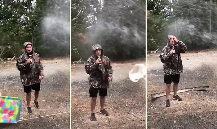 Florence Kasırgasıyla İlgili Abartı Bir Şekilde Haber Yapan Muhabiri Fena Ti'ye Alan Adam