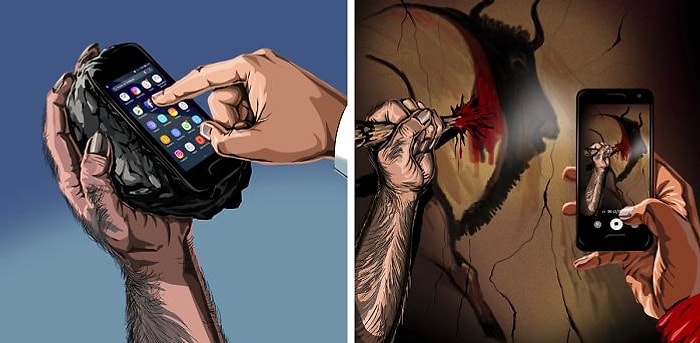 Азербайджанский художник показал, как сила человеческой руки изменилась за тысячи лет