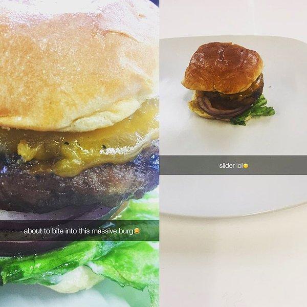 12. Instagram'a yiyecek fotoğrafları koyup devasa hamburgerlere para ödemek istemiyorsanız...minik bir tane alın.