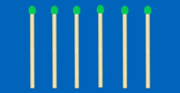 5. Возьмите 6 спичек и расположите их в пространстве так, чтобы каждая спичка касалась остальных пяти.