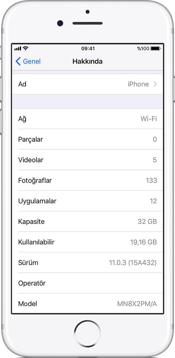 Telefonunuzun "Ayarlar->Genel" menüsüne giderek mevcut iOS sürümünü öğrenebilirsiniz.