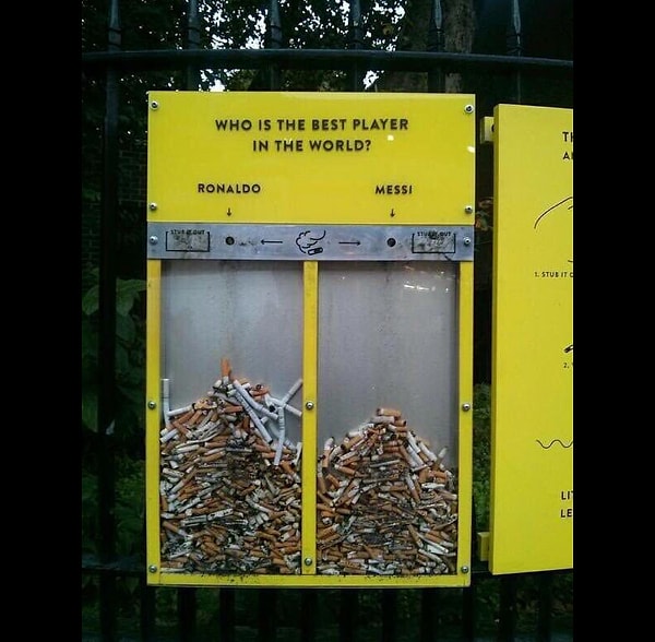 1. В Великобритании было найдено творческое и увлекательное решение, позволившее уменьшить в разы количество окурков, бросаемых на землю.