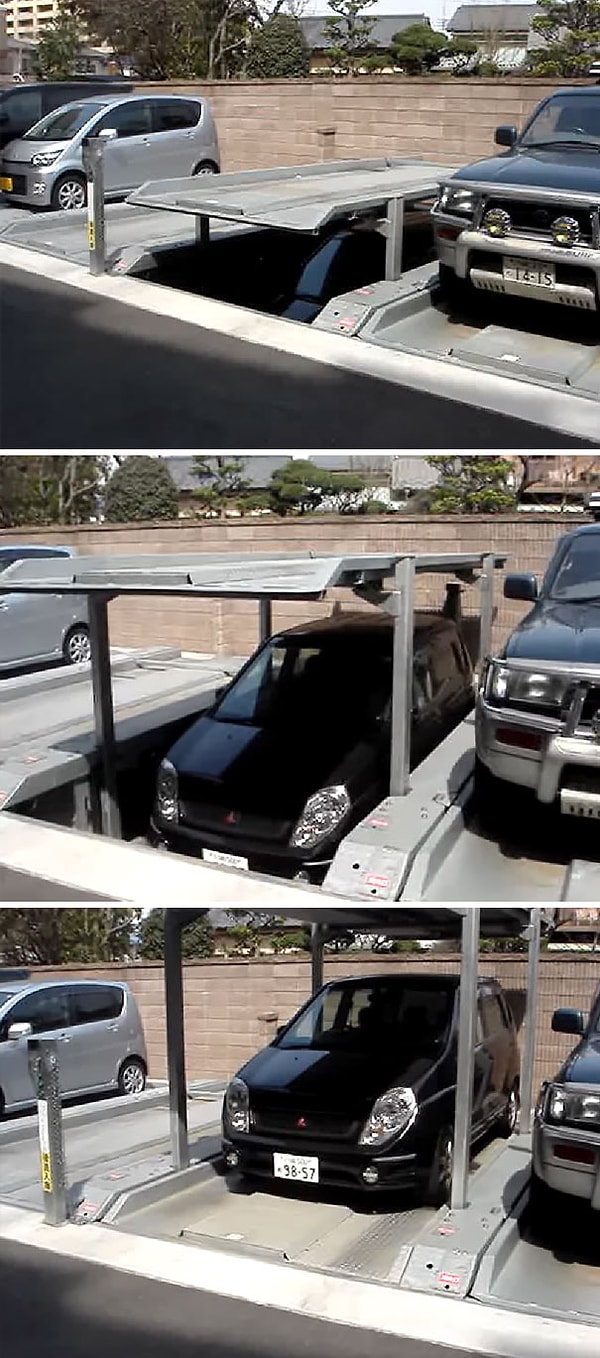 15. Японские многоуровневые парковки способны сэкономить большое количество пространства.