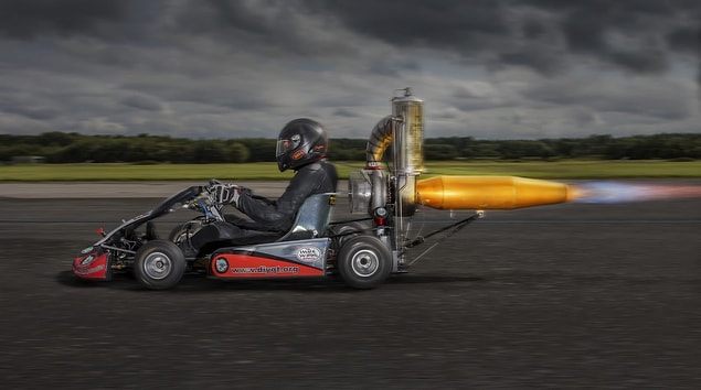 9. Fastest speed in a jet-powered go-kart — 112.29 mph