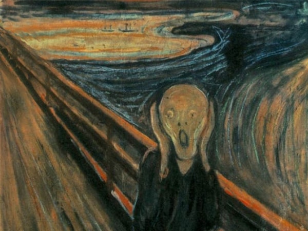 6. Какая деталь потерялась на картине "Крик" Эдварда Мунка?