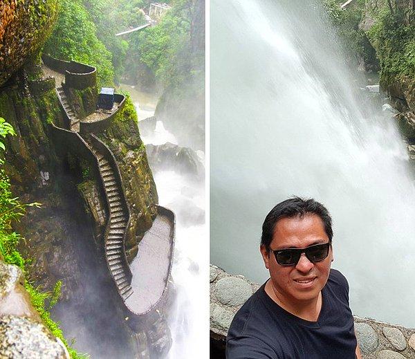 12. Ekvador'da bulunan Pailon del Diablo (Şeytanın Kazanı) şelalesine çıkmak için dağın içine oyulmuş oldukça kaygan bu merdivenleri çıkmanız gerekiyor.