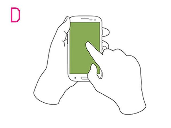 4. Держите телефон одной рукой, текст набираете указательным пальцем другой руки: