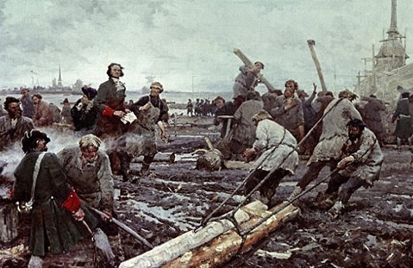 2. Санкт-Петербург воздвигли на болотах, так как...