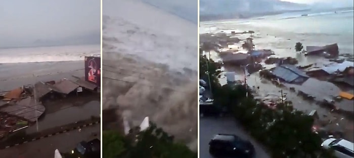 Жуткие кадры цунами в Индонезии, случившегося после землетрясения 7,5 баллов