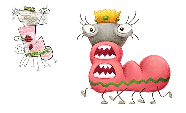 6. Этот человек не жалеет своего времени для создания забавных монстриков на основе детских рисунков.