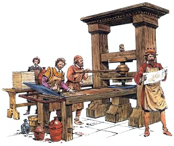 2. Кто изобрел первый работающий печатный станок?