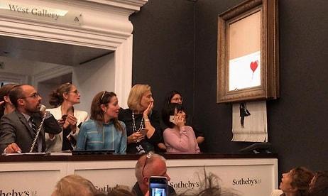 Tarihe Geçen Açık Artırma: Banksy'nin Eseri 1.4 Milyon Dolara Satıldıktan Hemen Sonra Kendini İmha Etti!