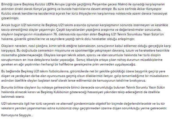 Konyaspor: 'Olayları Bu Noktaya Getiren Yasin Sülün'dür'