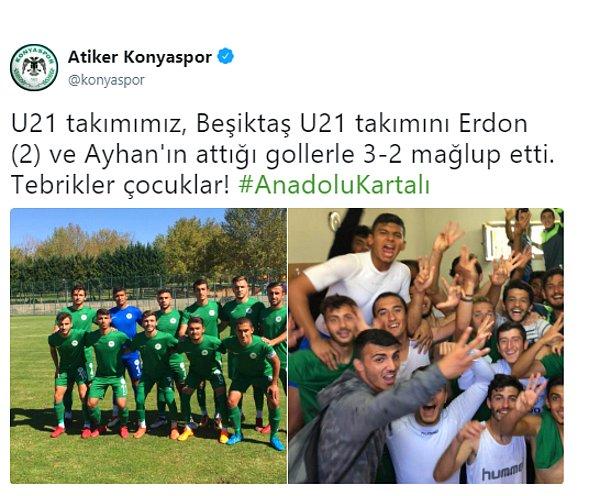 Konyaspor'un galibiyet paylaşımına ise tepki yağdı;