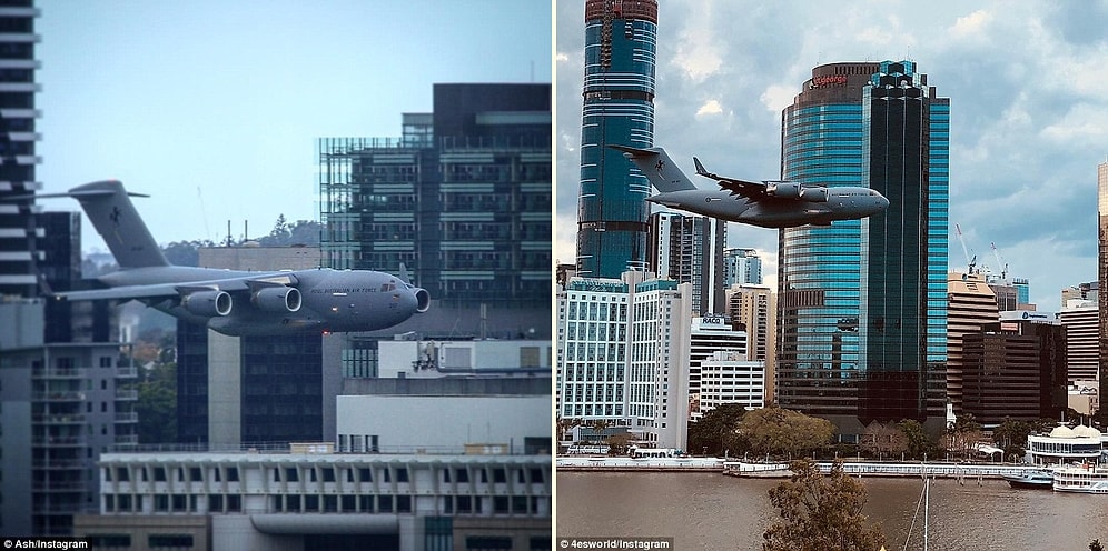 Avustralya'da Alçak Uçuş Yaparak Gökdelenlerin Arasına Dalan Uçak