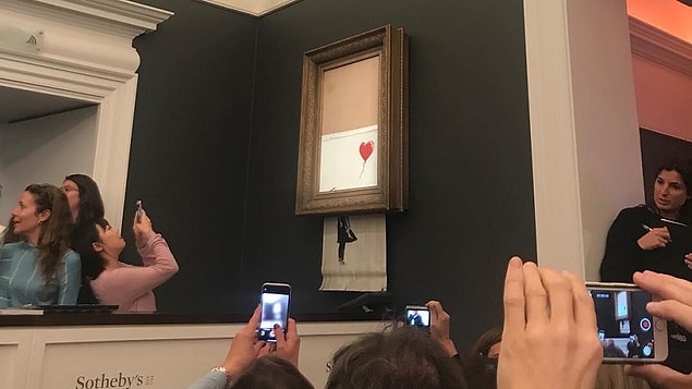 This special painting which wasworked on canvas in 2006 by Banksy was auctioned in London.