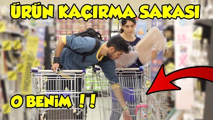 Başkasının Market Arabasından Ürün Araklayan Şakacı İnsanlar