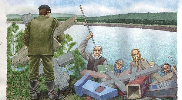 2. Предполагают, что поселок Горный Куй, затопленный во время сооружения Братской ГЭС, стал прототипом этой деревни, описанной в произведении Валентина Распутина.