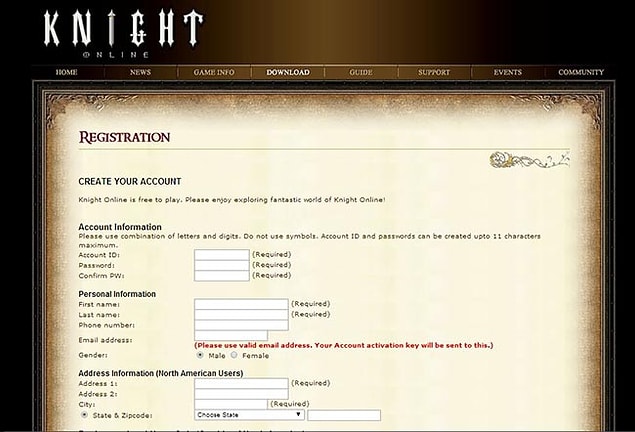 4. Knight Online’a kayıt olmak.