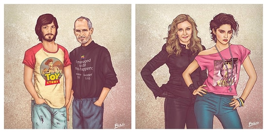 Колумбийский художник показал, как выглядела бы встреча знаменитостей в молодости и много лет спустя