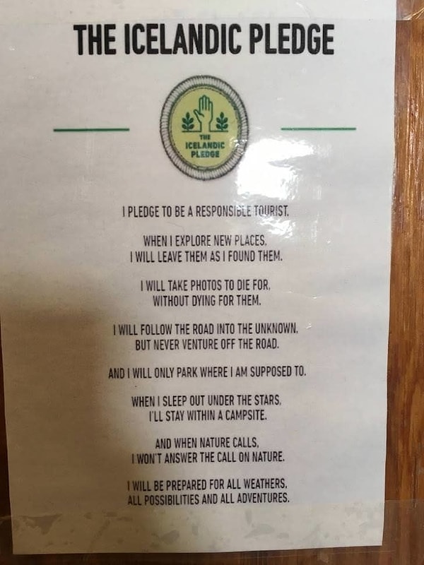 15. А также в Исландии повсюду висят вот такие туристические обещания, которые призывают быть ответственным путешественником 👍