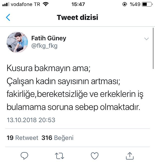 9. Kadın düşmanı olarak özgürleşmelerinin önünü tıkadık, çalıştıkları ve erkekleri işsiz(!) bıraktıkları için eleştirdik, her hakka sahip olduğumuzu düşündük.