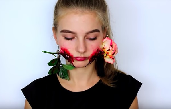 7. Макияж с розой на Хэллоуин от Yana Jay: