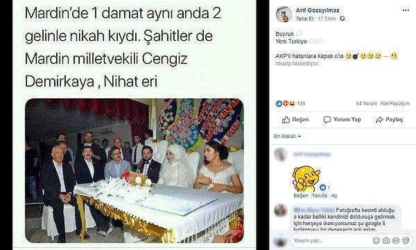 3. "Fotoğrafın Mardin’de bir adamın iki gelinle nikah kıydığını gösterdiği iddiası."
