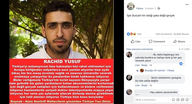 4. "Rachid Yusuf isimli Suriyeli mültecinin Türkiye hakkında söylediği sözlere ilişkin iddialar."