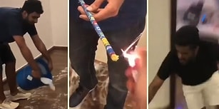 Havai Fişek ve Köpüklü Suyla Arkadaşlarını Fena Şakalayan Eleman