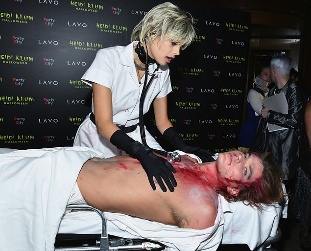 Jessica Clarke and Jordan Barrett as Gothic Nurse and the Victim
