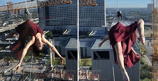 Binanın 17. Katında Halata Asılı Bir Şekilde Dans Eden Çılgın Kadın