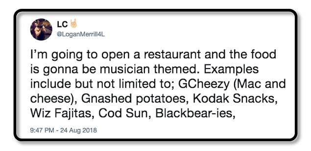 10. "I'll have the Yoko Ono fish tacos and a side of black eyed peas, please."