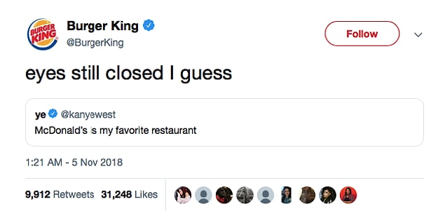 Burger King referred his last tweet and trolls West again!
