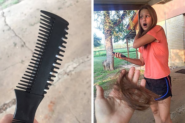 15. «Моя сестра случайно перепутала прореживающий гребень с расческой»