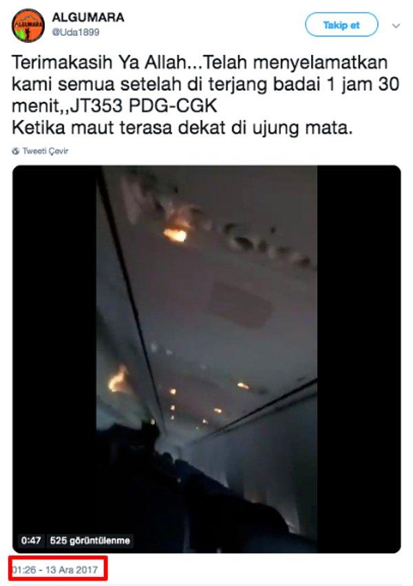 Ancak videonun, Endonezya’nın başkenti Cakarta’dan havalanan Lion Havayolları’na ait JT610 sefer sayılı yolcu uçağının düşmesinden önce, içerisindeki yolcular tarafından çekilen görüntüleri gösterdiği iddiası doğru değil.