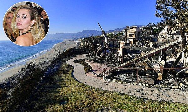 Miley Cyrus'ın deniz kenarındaki 3 milyon Dolar'lık lüks evi de tamamen yandı.