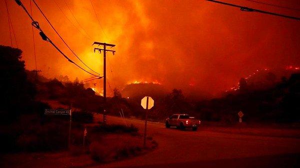 Rüzgarın etkisiyle yayılmaya devam eden ve yaklaşık 450 kilometrelik bir alana yayılan yangın, California tarihinde en çok ölüme yol açan yangın olarak kayıtlara geçti.