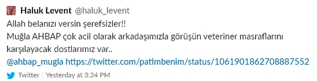 Görüntüleri paylaşan sanatçı Haluk Levent de AHBAP üyelerini yardıma çağırdı.