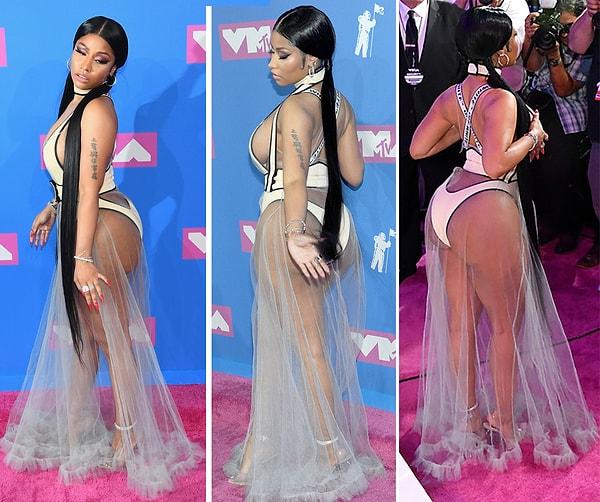 6. Nicki Minaj, MTV Video Müzik Ödülleri törenine transparan etekli mayosuyla damga vurdu.