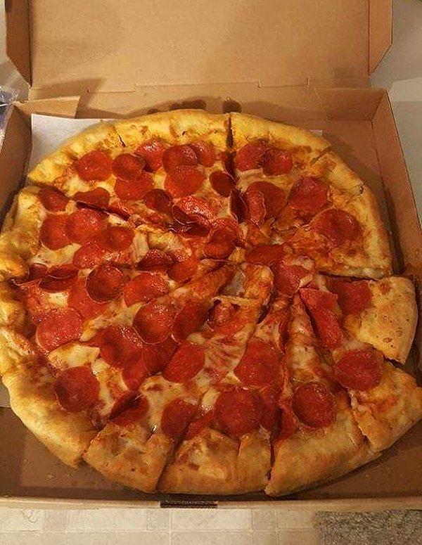 17. Pizzan bu şekilde dilimlendiğinde;