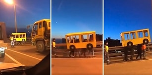 Otobüs Kostümü Giyerek Köprüden Yürüyerek Geçmeye Çalışan Ruslar